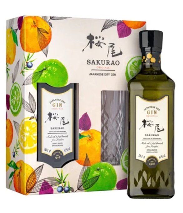 SAKURAO Gin Original – London Dry Gin – Japon – 70 cl – En coffret avec 1 verre